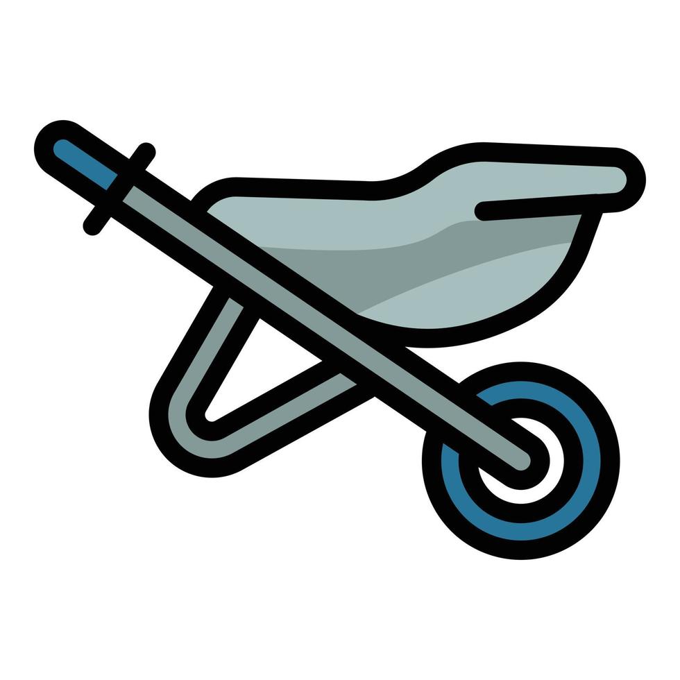 Wheelbarrow steel icon, outline style vector