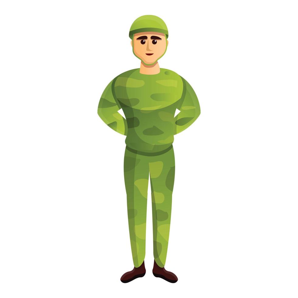 Soldier with helmet icon, cartoon style vector