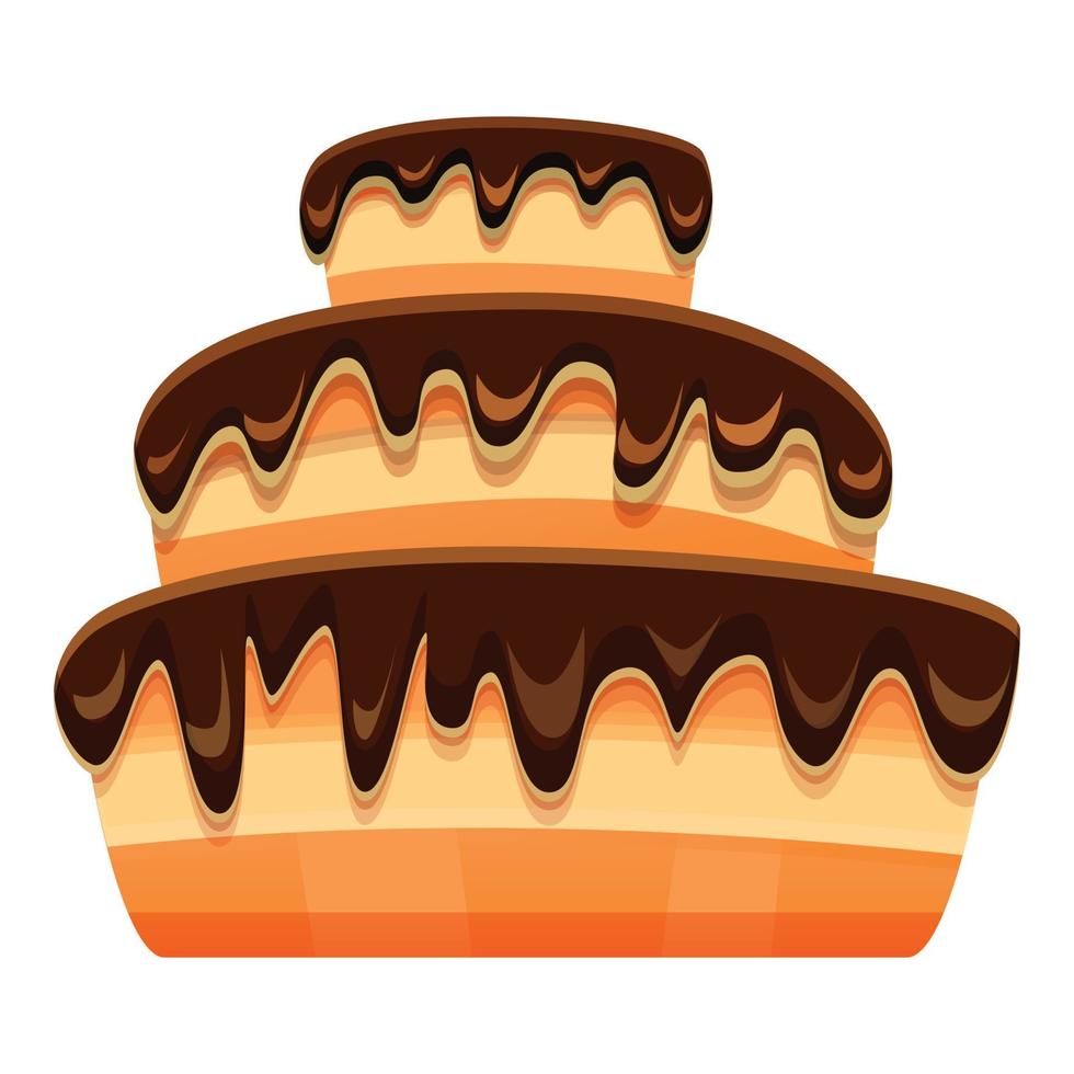 Tiramisu cake icon, cartoon style vector