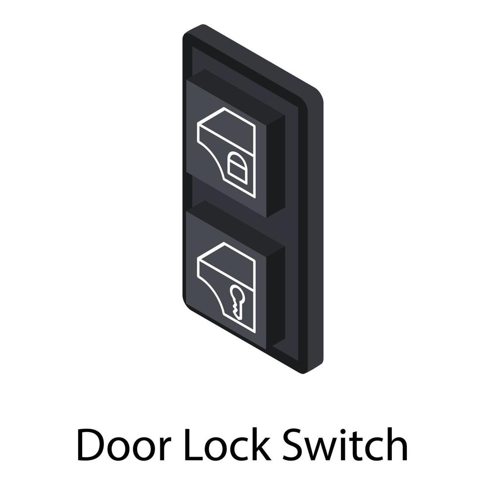 Door lock switch icon, isometric style vector