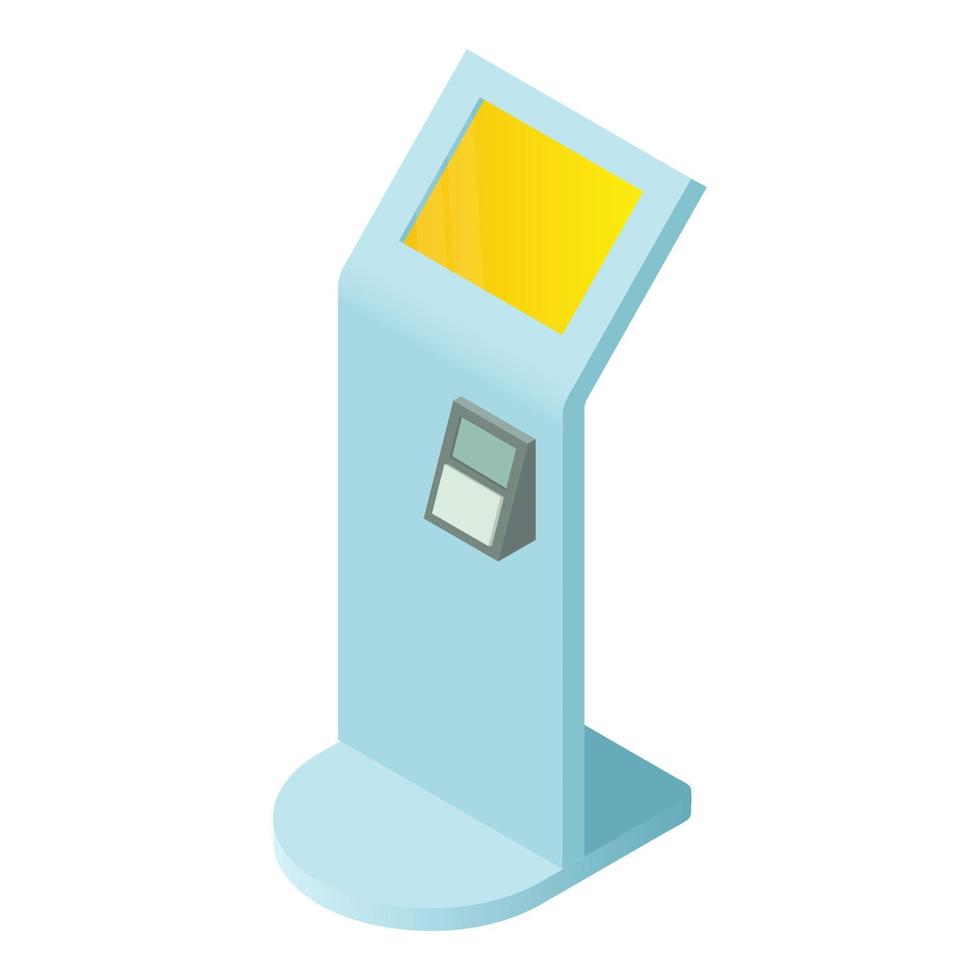 Touch screen kiosk icon, isometric style vector