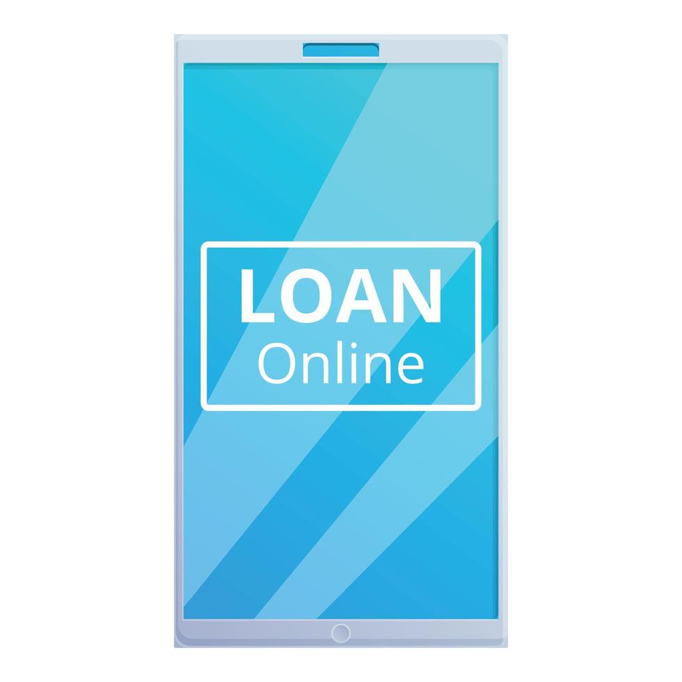 Mobile loan online icon, cartoon style vector