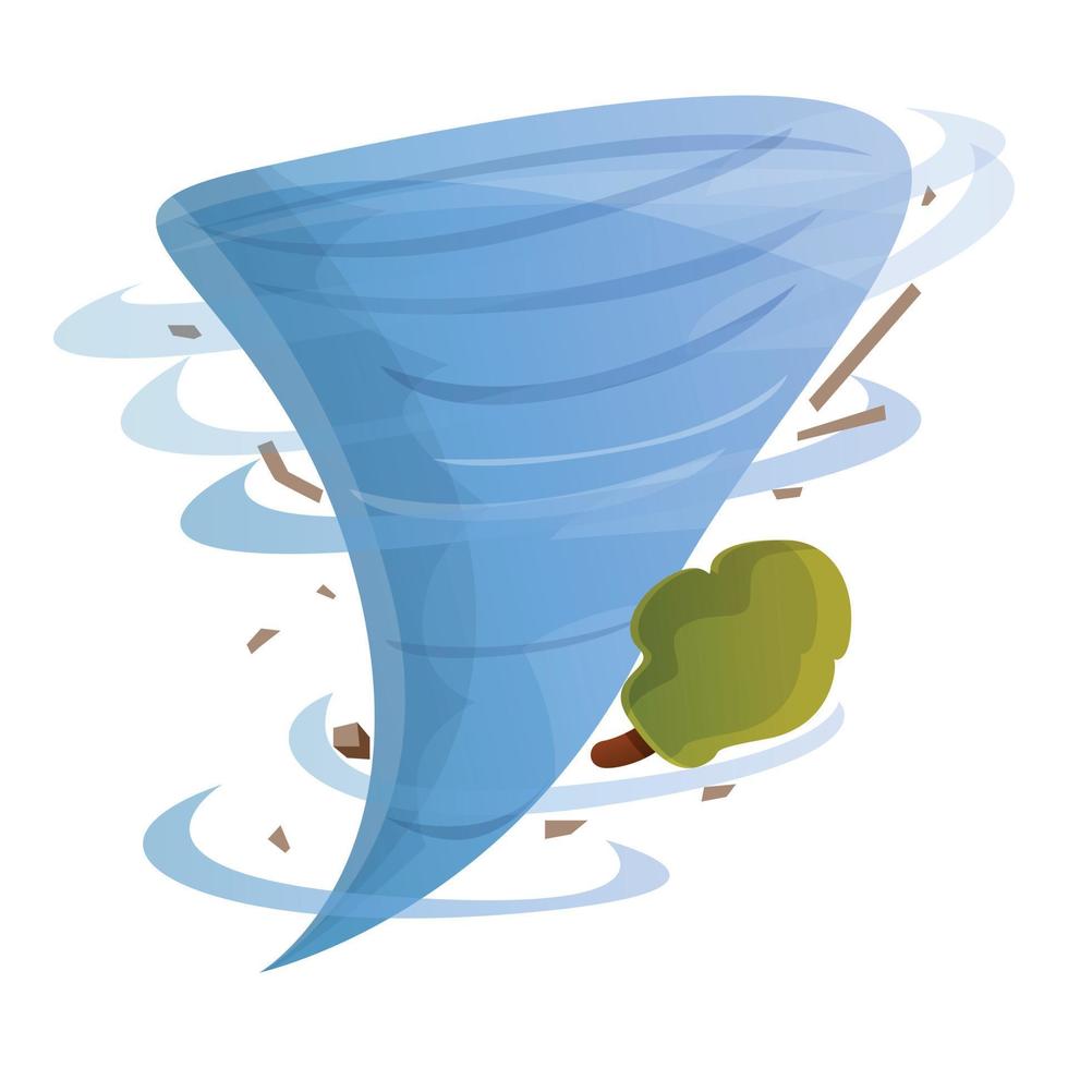 Funnel nature disaster tornado icon, cartoon style vector
