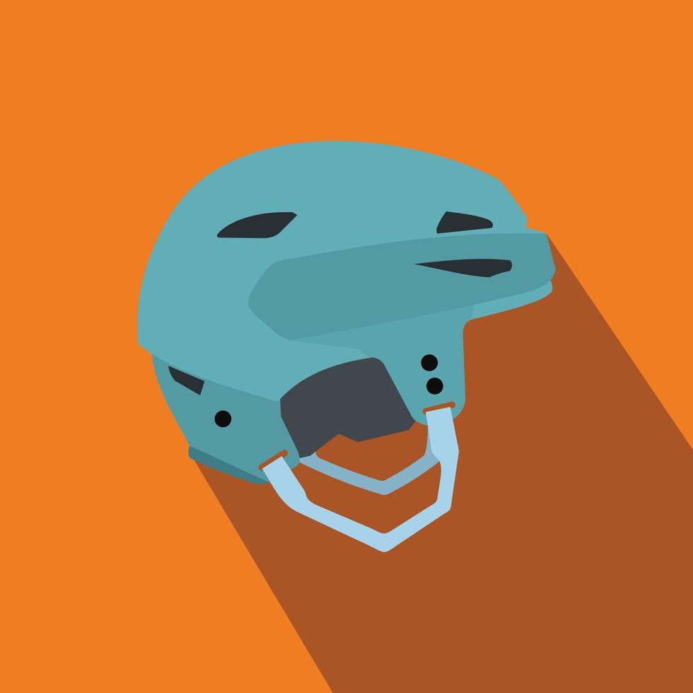 Blue hockey helmet flat icon vector