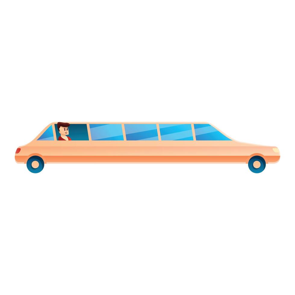 Millionaire limousine icon, cartoon style vector