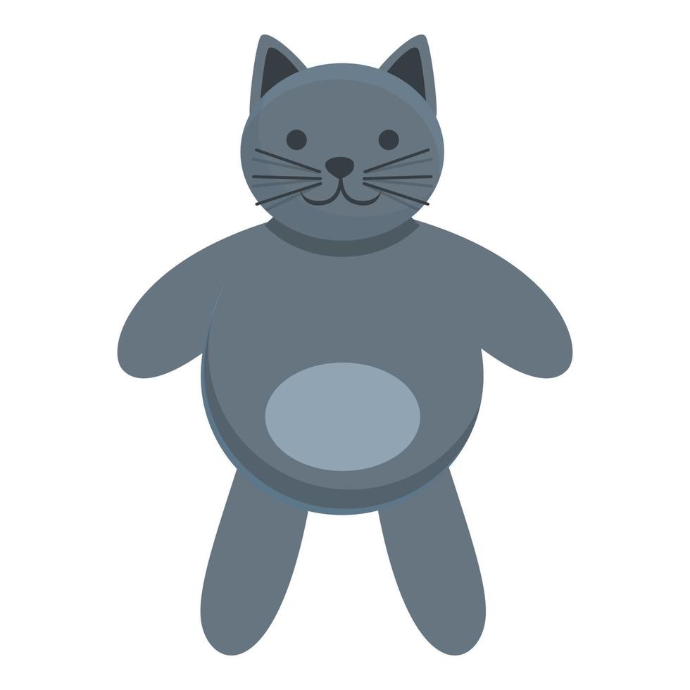 Grey cat doll icon, cartoon style vector