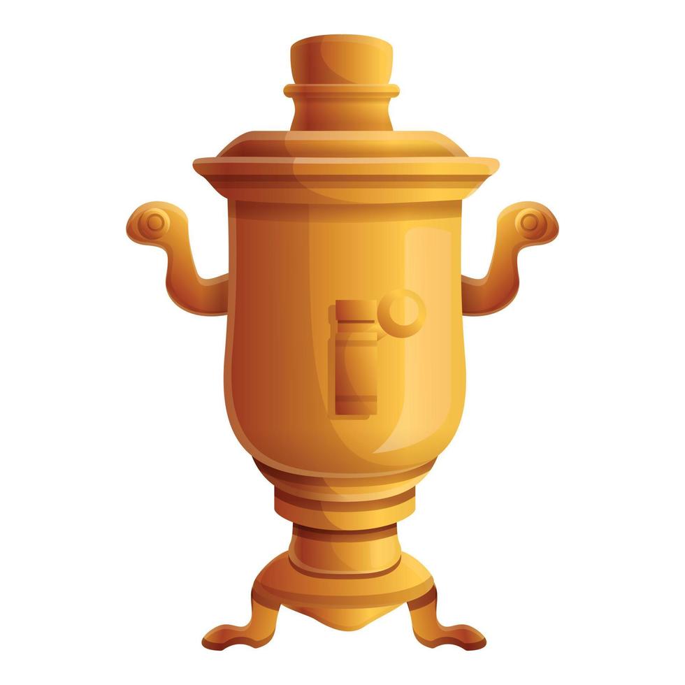 icono de samovar amarillo, estilo de dibujos animados vector