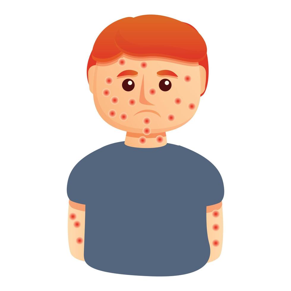 Chicken pox boy icon, cartoon style vector