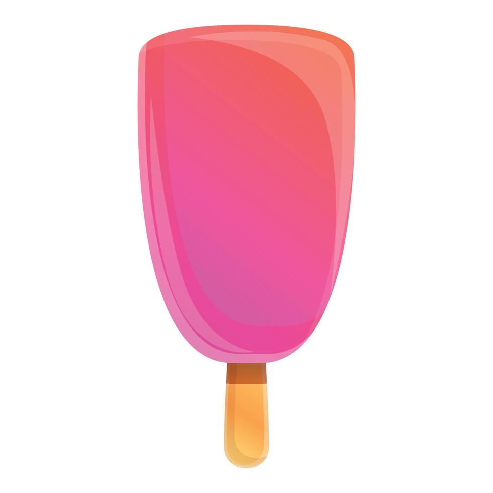 Pink berry popsicle icon, cartoon style vector