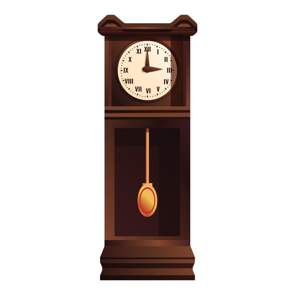 Measure pendulum clock icon, cartoon style vector