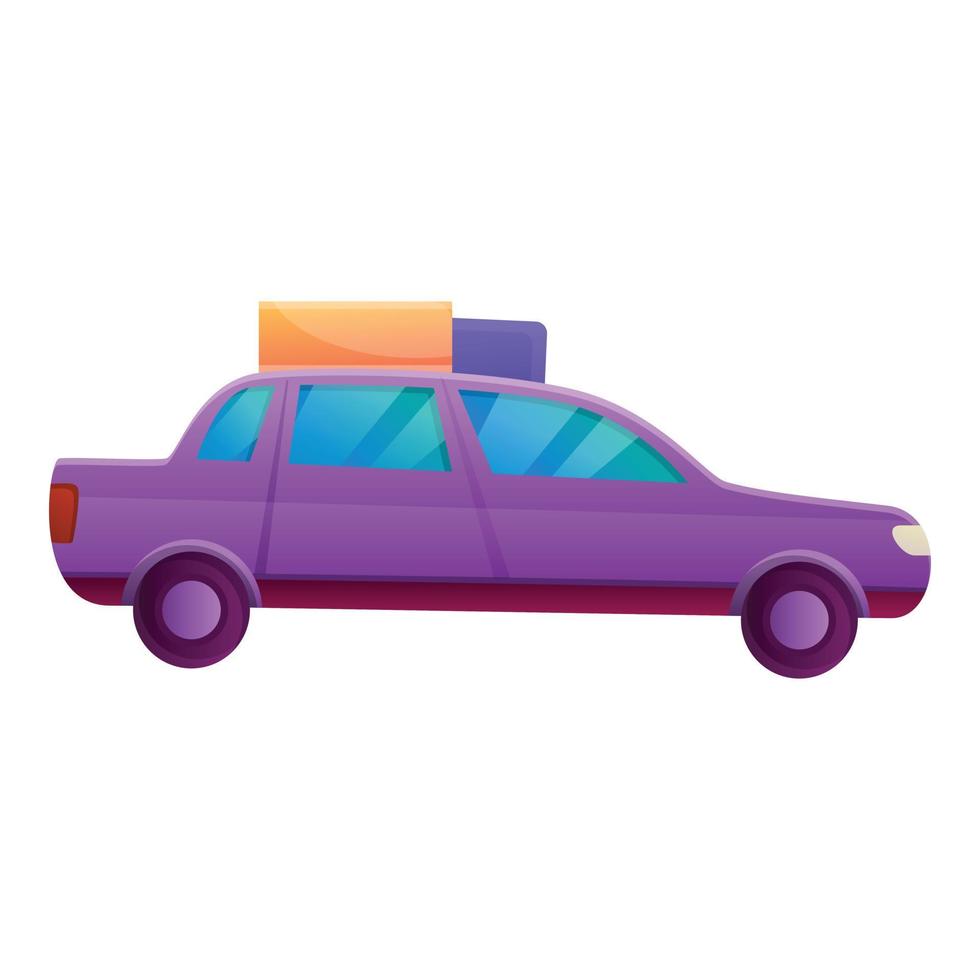 Driving vacation car icon, cartoon style vector