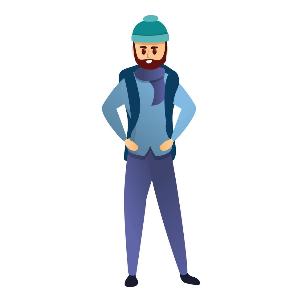 Hipster hiking man icon, cartoon style vector