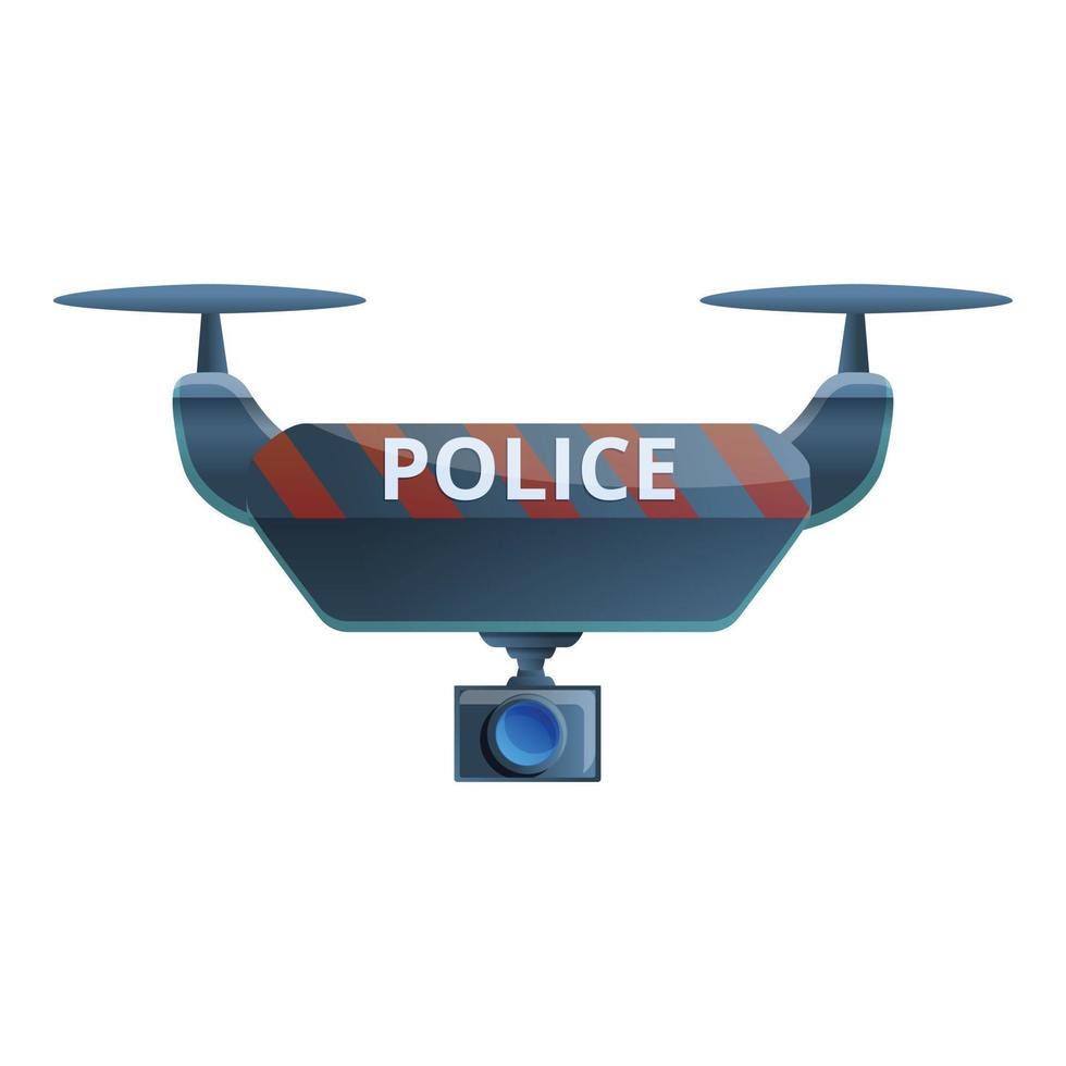 Police drone equipment icon, cartoon style vector