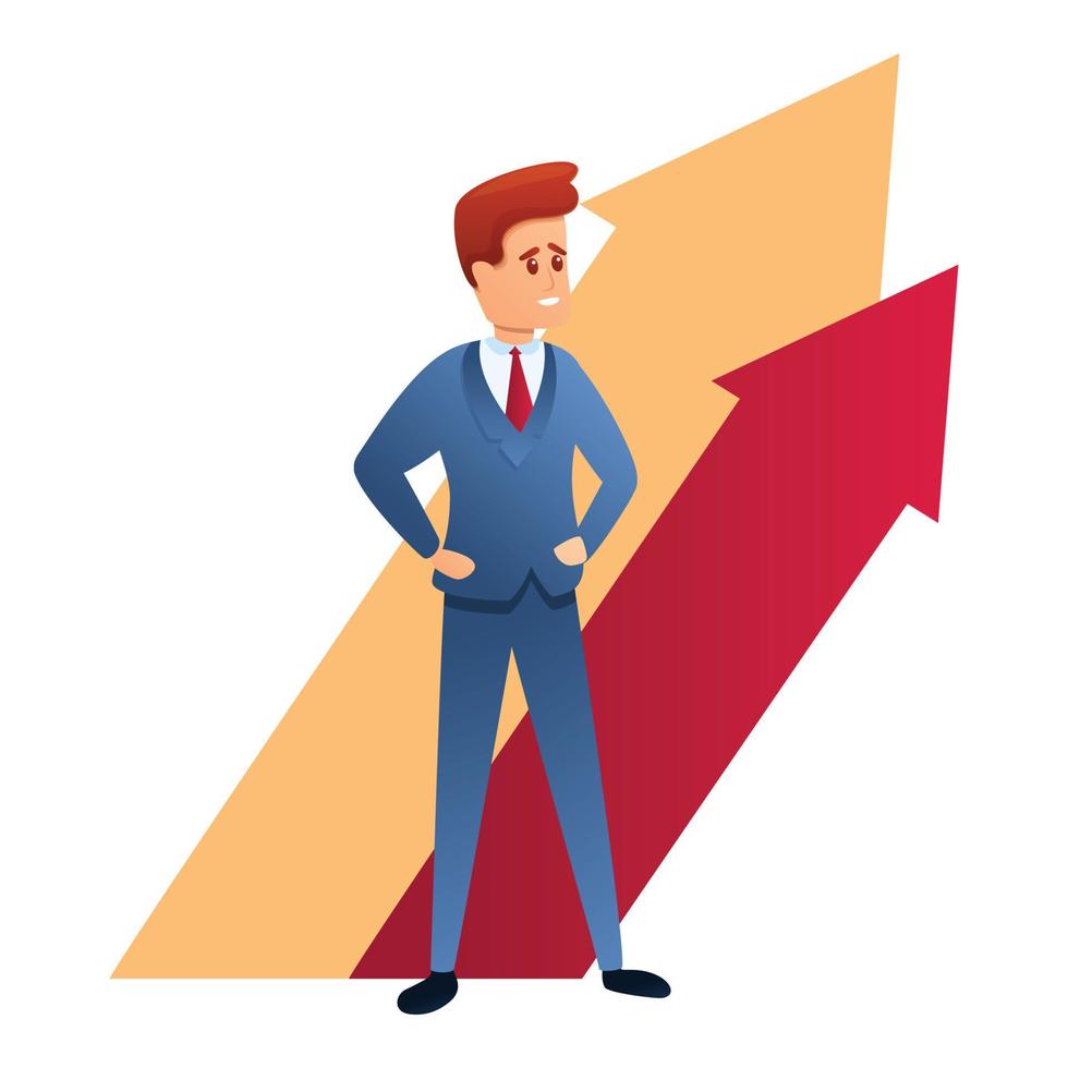 Successful businessman icon, cartoon style vector