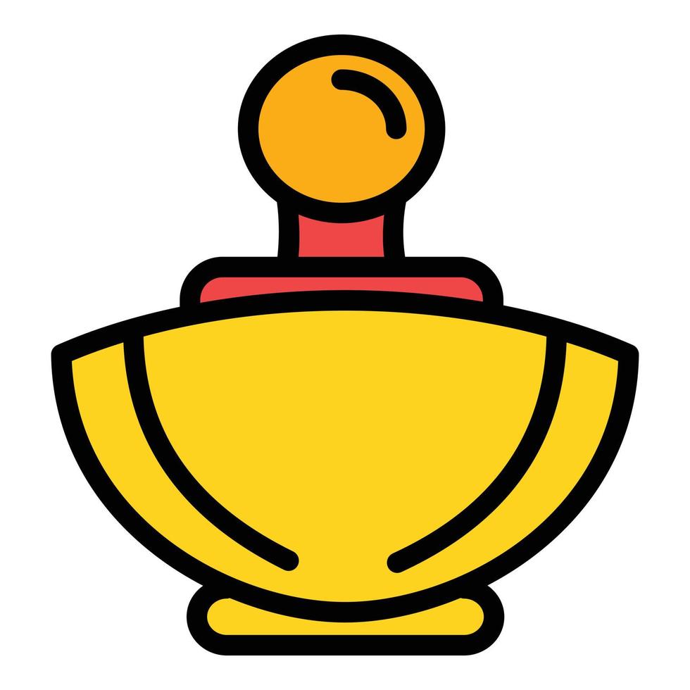 Gold perfume bottle icon, outline style vector
