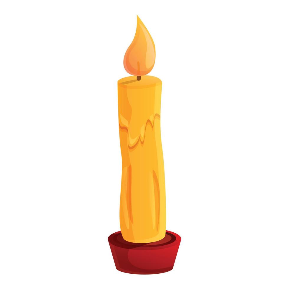 Burning candle icon, cartoon style vector