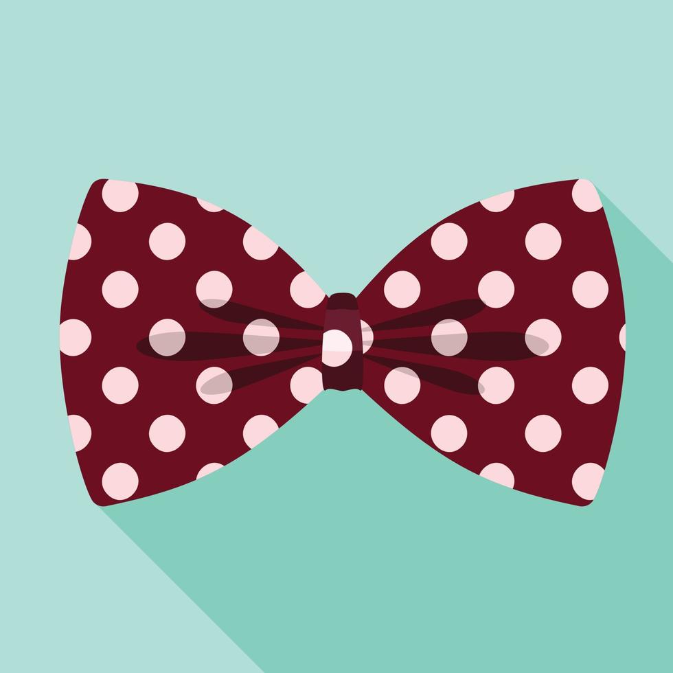 Polka bow tie icon, flat style vector
