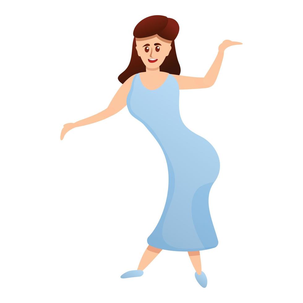 Dancing office woman icon, cartoon style vector