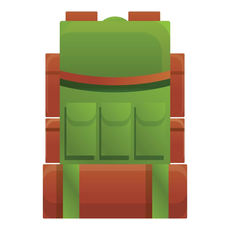 icono de mochila de viaje safari, estilo de dibujos animados vector