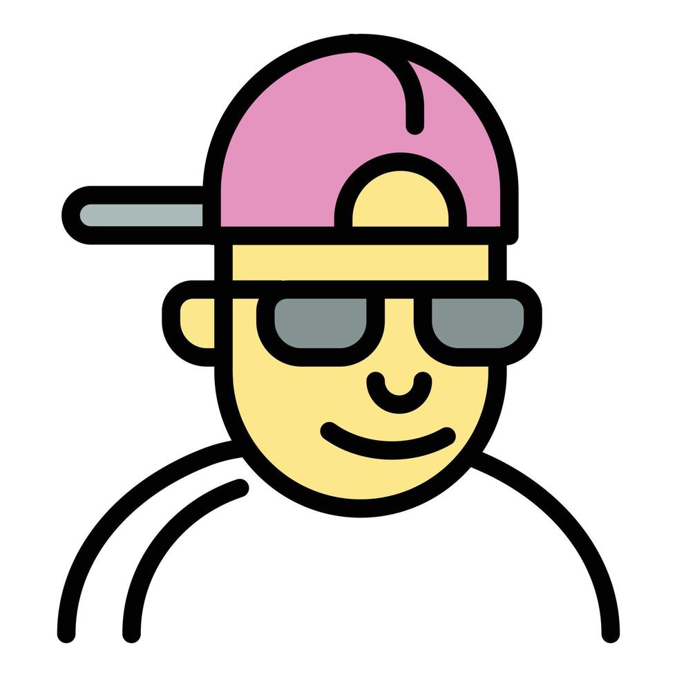 icono de hombre hiphop, estilo de contorno vector