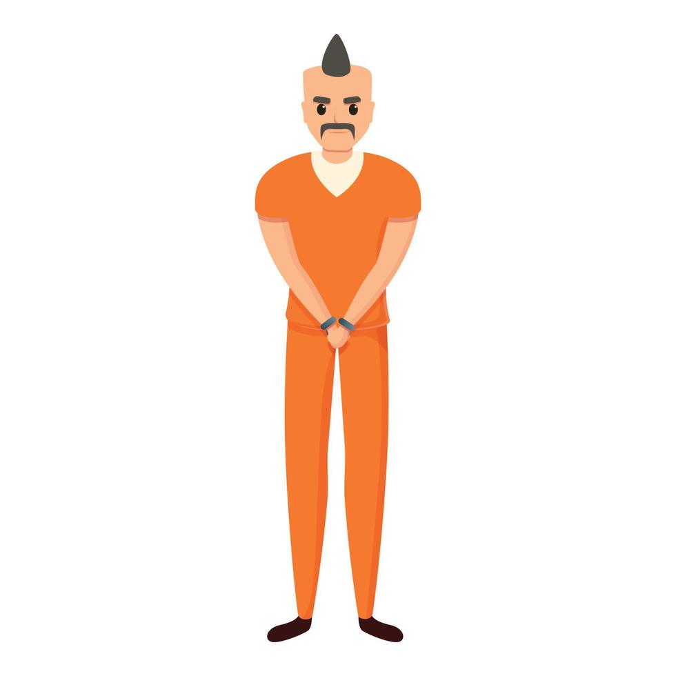 Rocker person prison icon, cartoon style vector