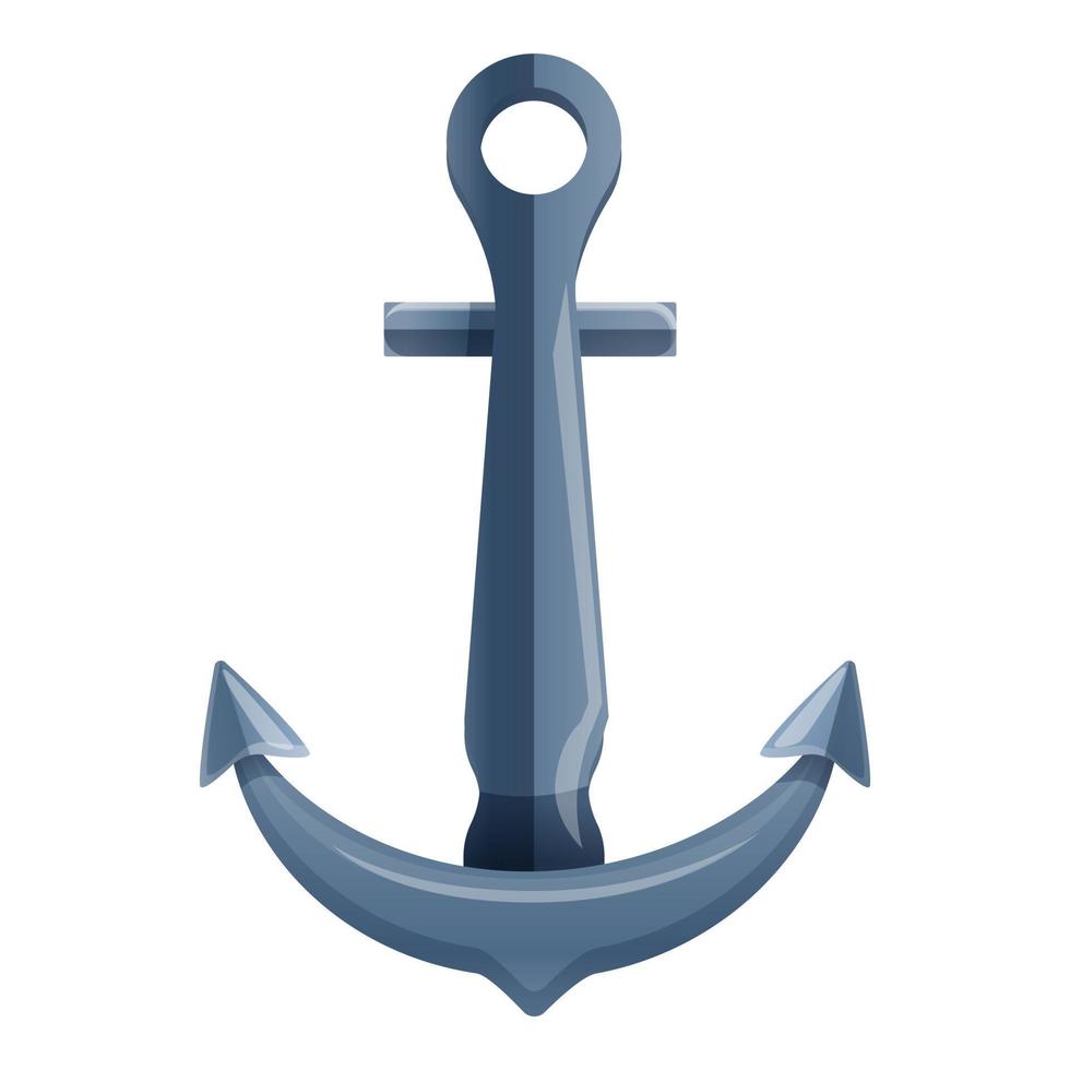 Ship anchor icon, cartoon style vector