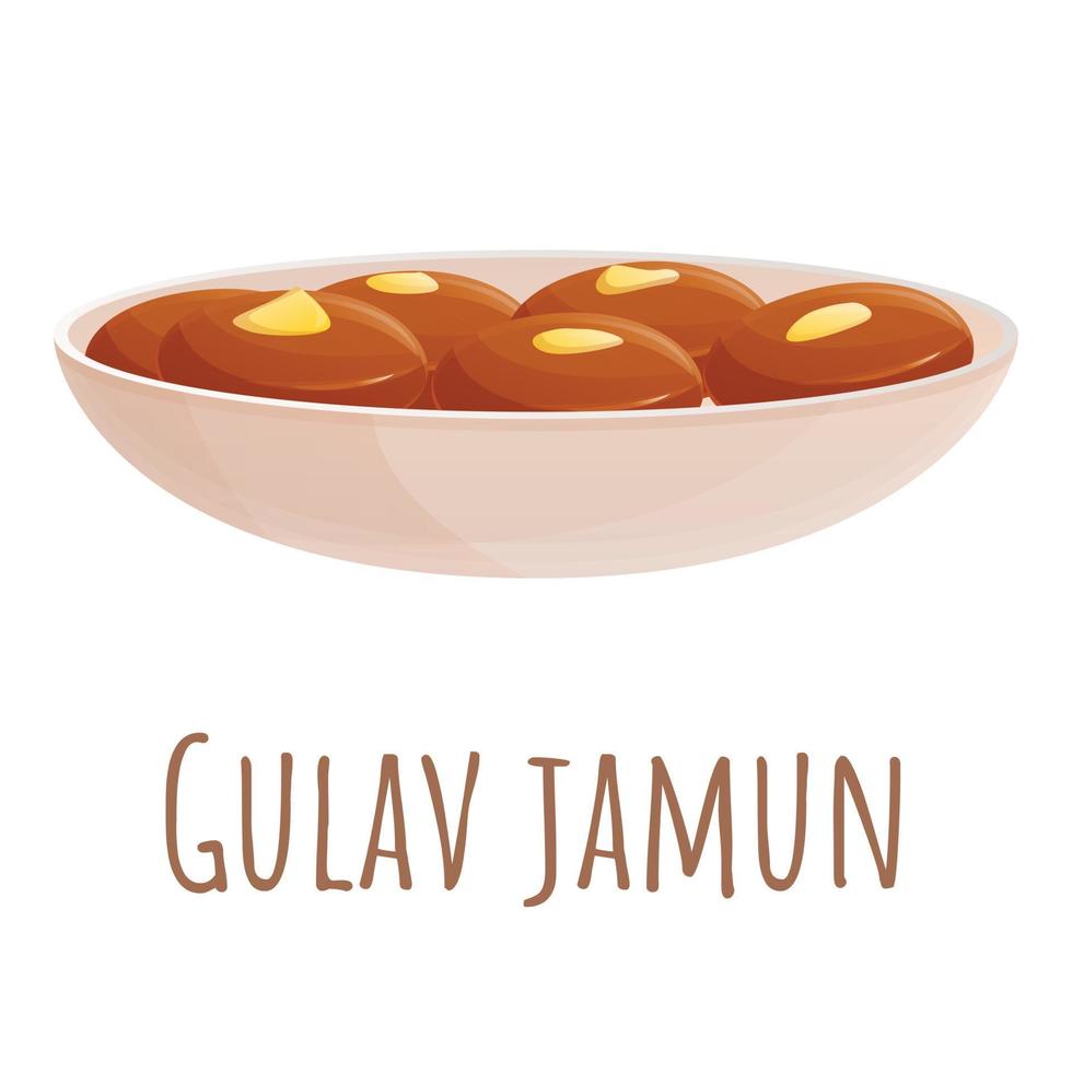 Gulav jamun food icon, cartoon style vector