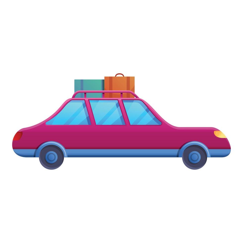 Family car trip icon, cartoon style vector