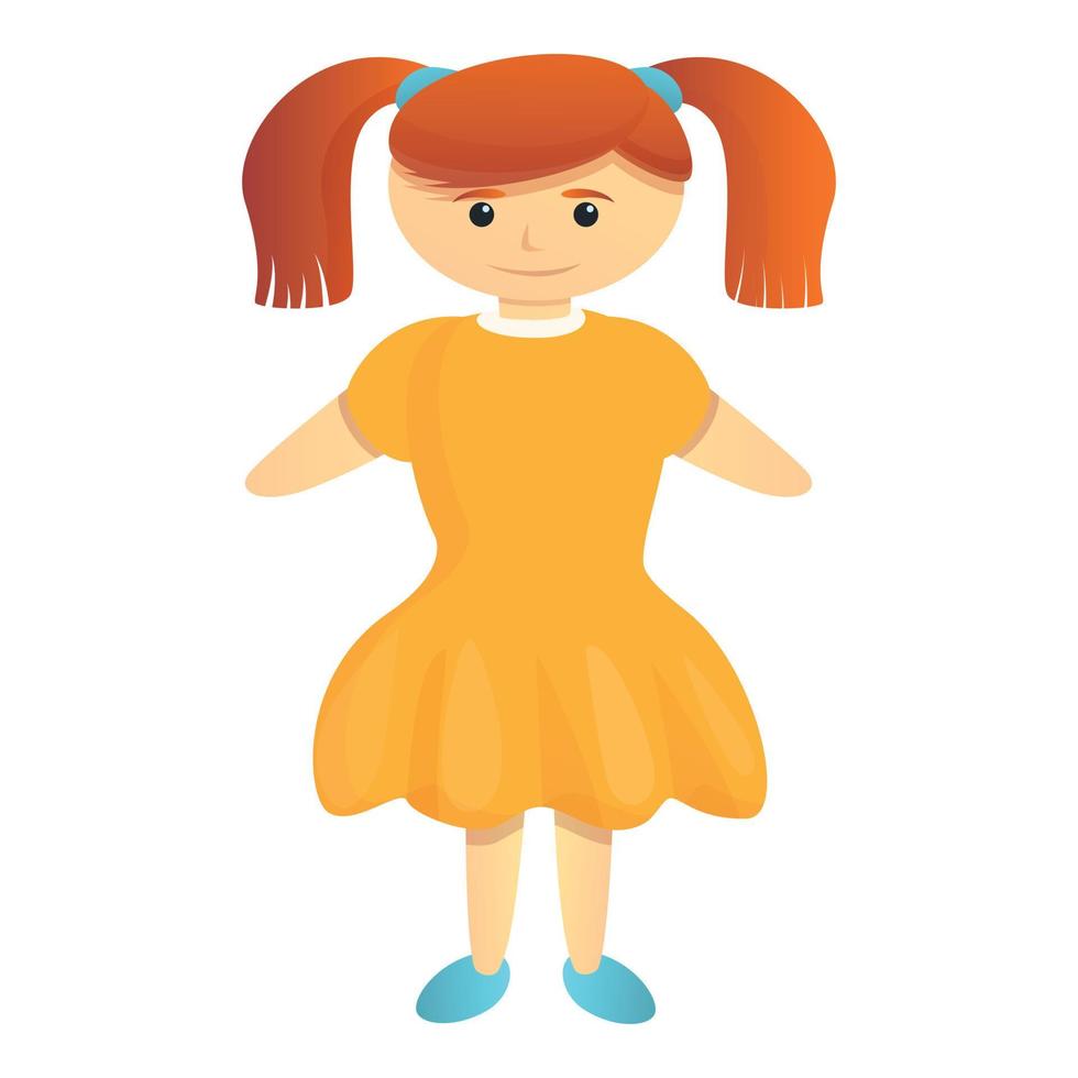 icono de muñeca de niña de la escuela, estilo de dibujos animados vector
