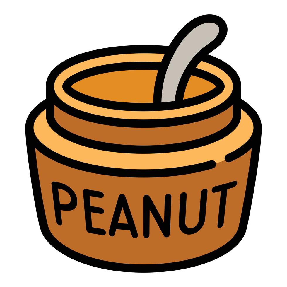 Peanut jar spoon icon, outline style vector