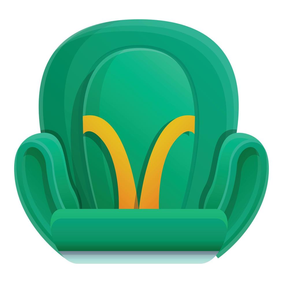 Green car baby seat icon, cartoon style vector