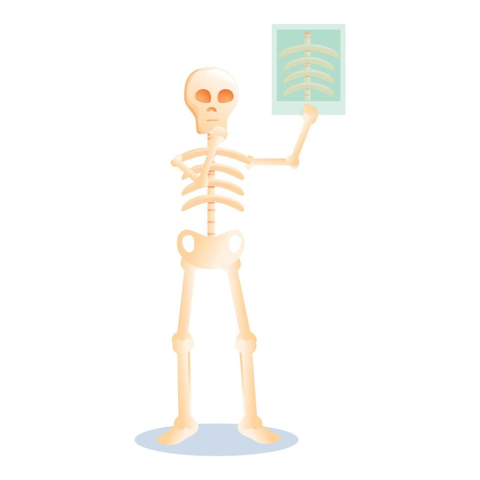 Halloween skeleton icon, cartoon style vector