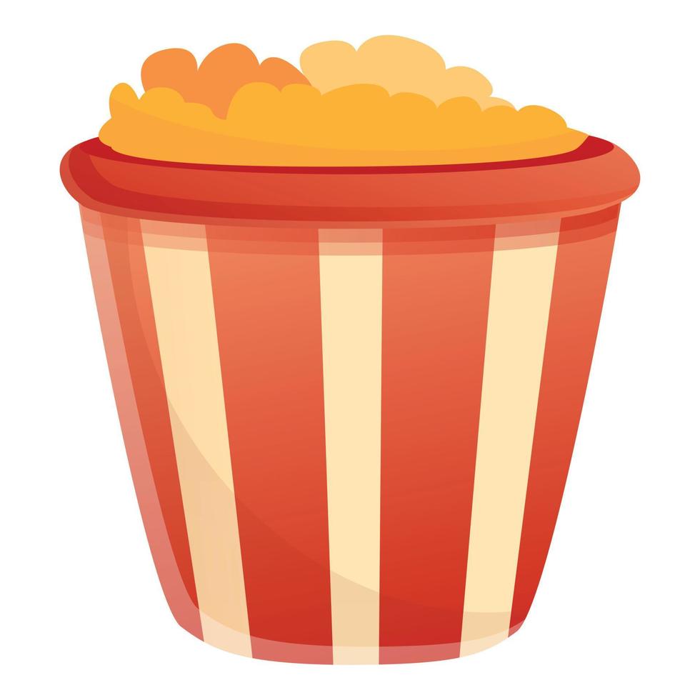 Popcorn bucket icon, cartoon style vector
