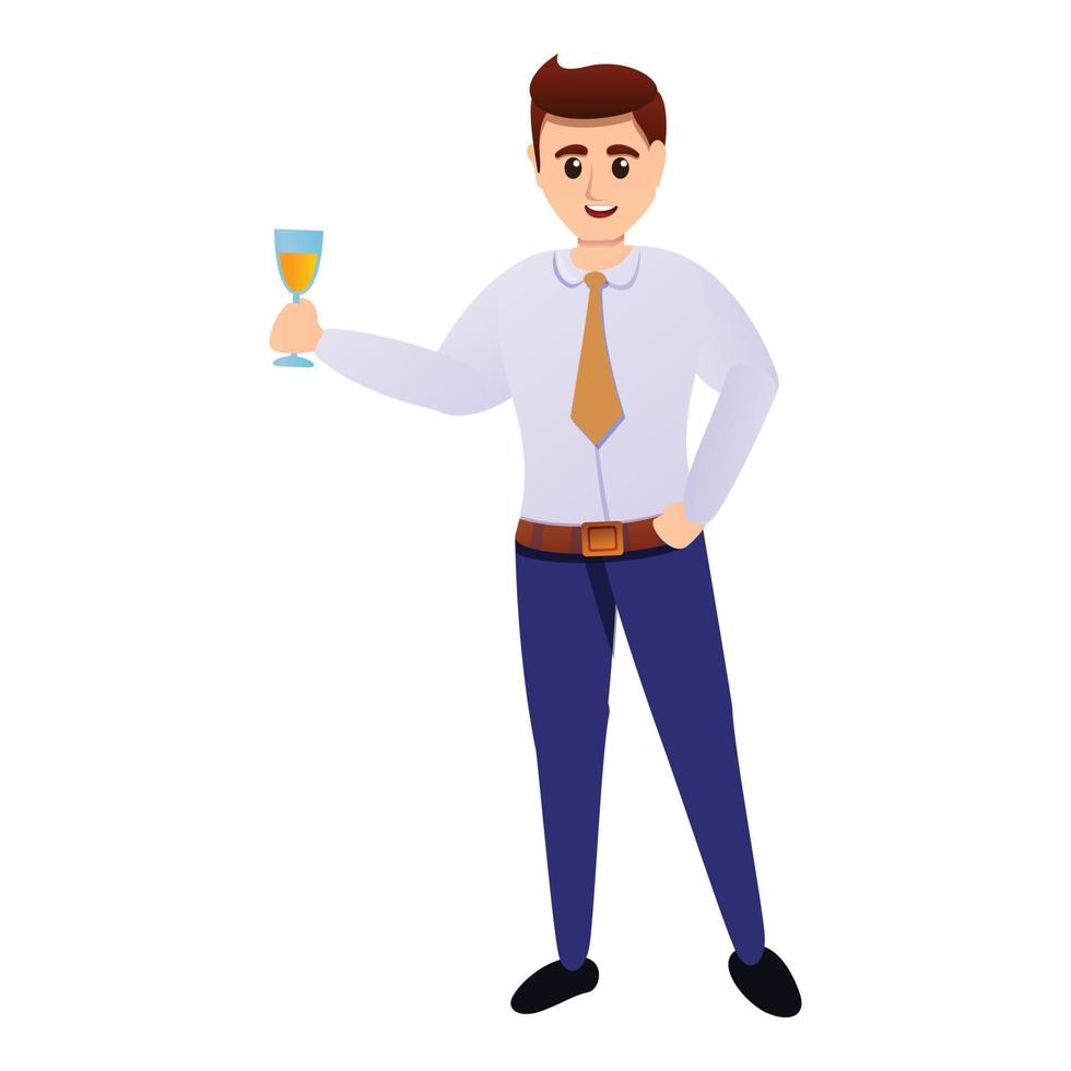 Office party toast icon, cartoon style vector