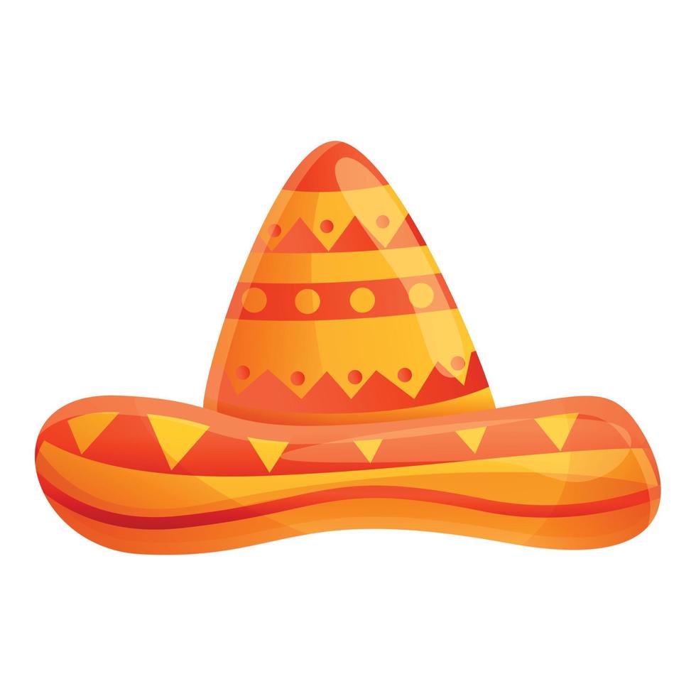 Colorful sombrero icon, cartoon style vector