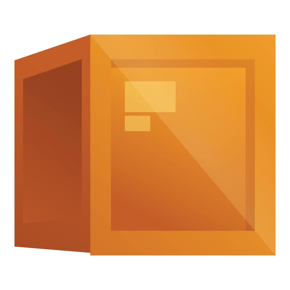 Cube parcel box icon, cartoon style vector