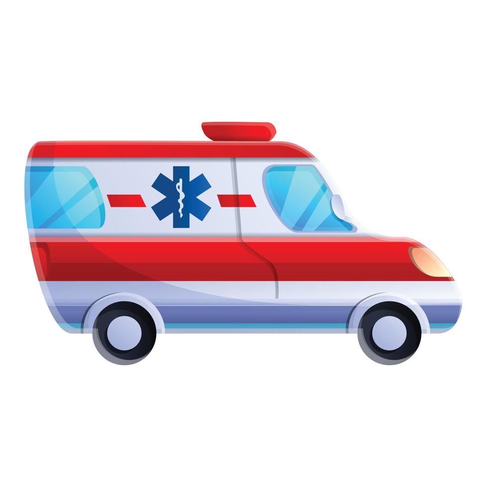 icono de coche de ambulancia, estilo de dibujos animados vector