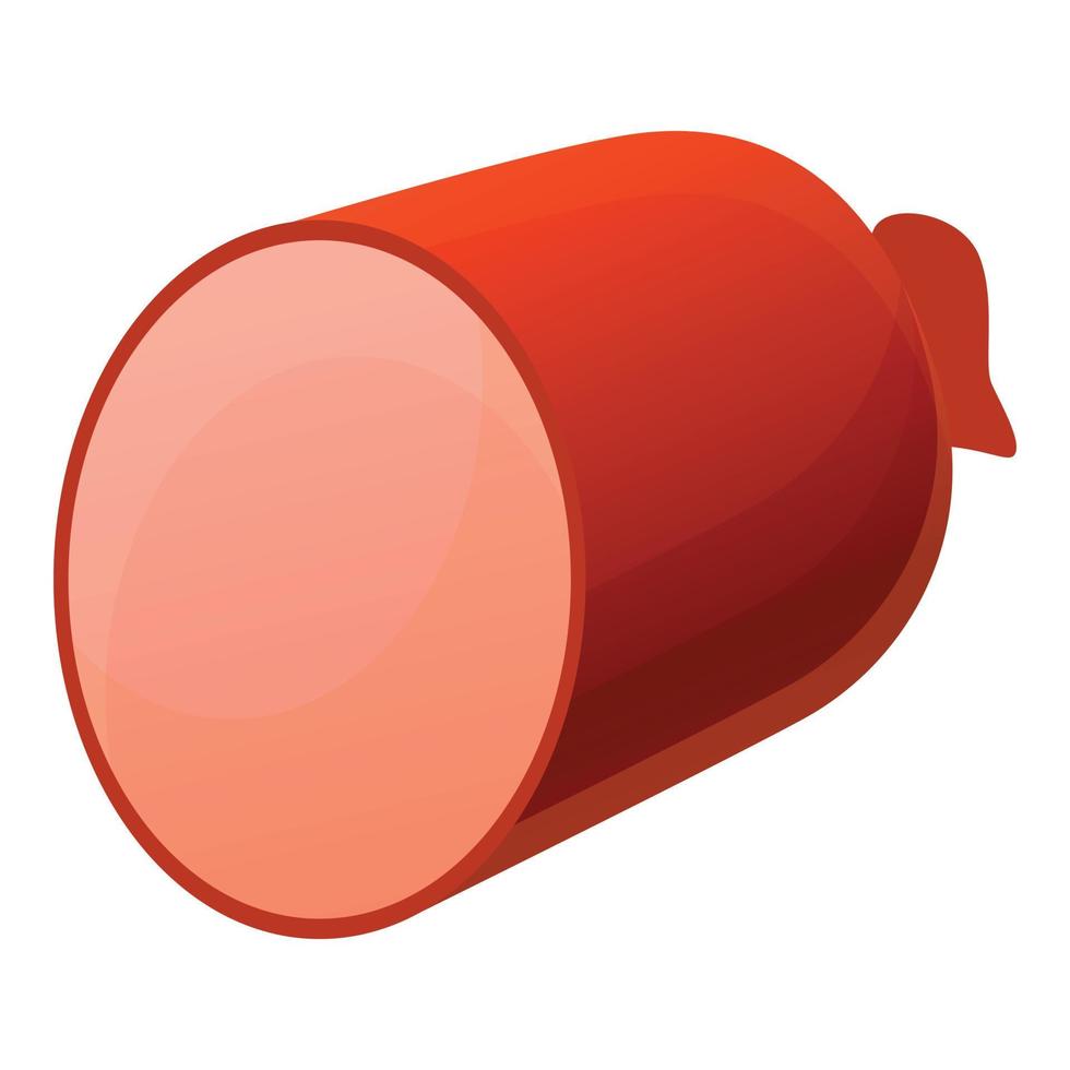 Half sausage icon, cartoon style vector