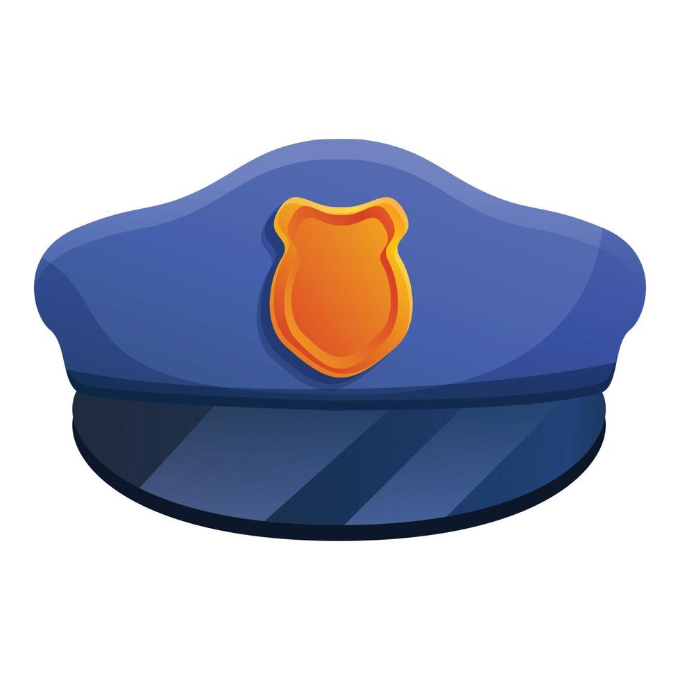 Police cap icon, cartoon style vector