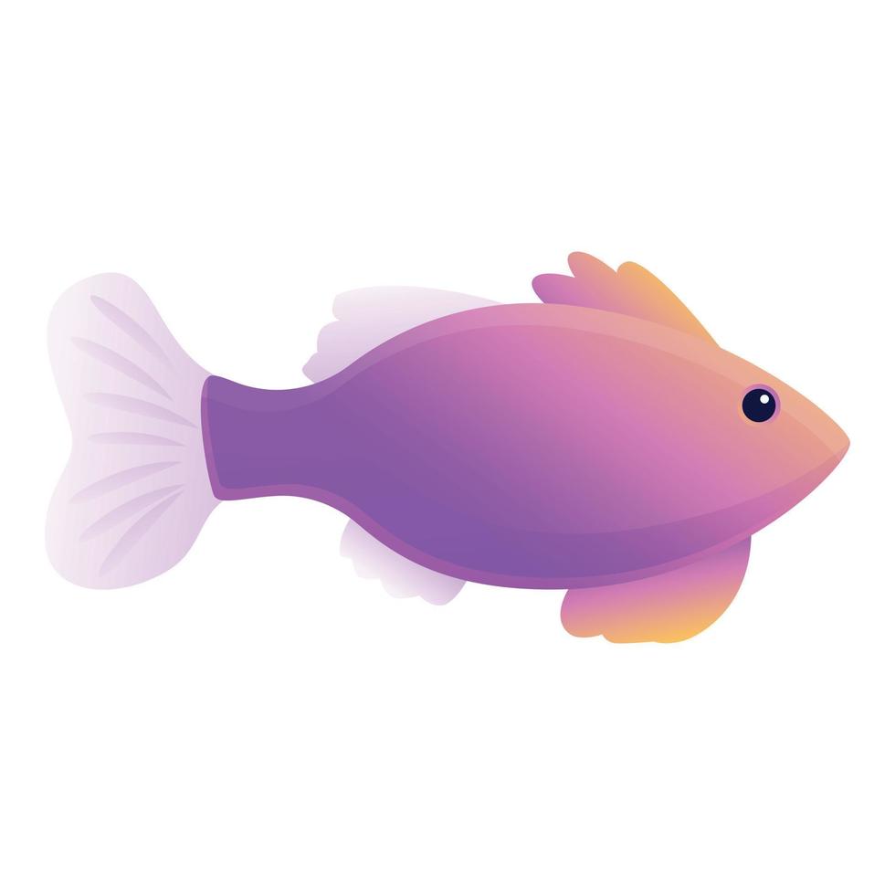 Pink fish icon, cartoon style vector