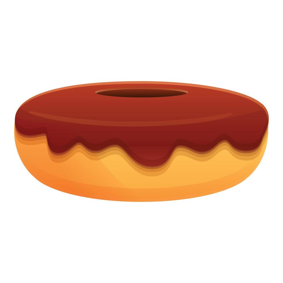 Chocolate donut icon, cartoon style vector