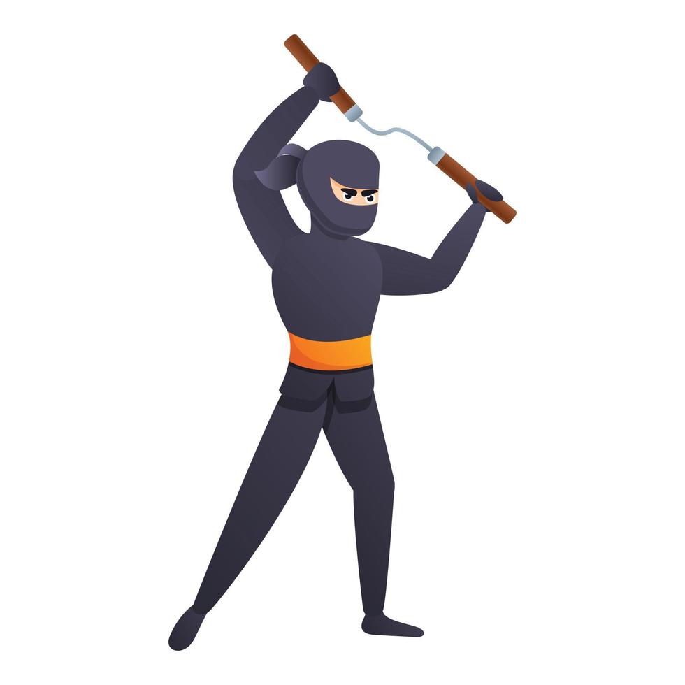 Asian ninja icon, cartoon style vector