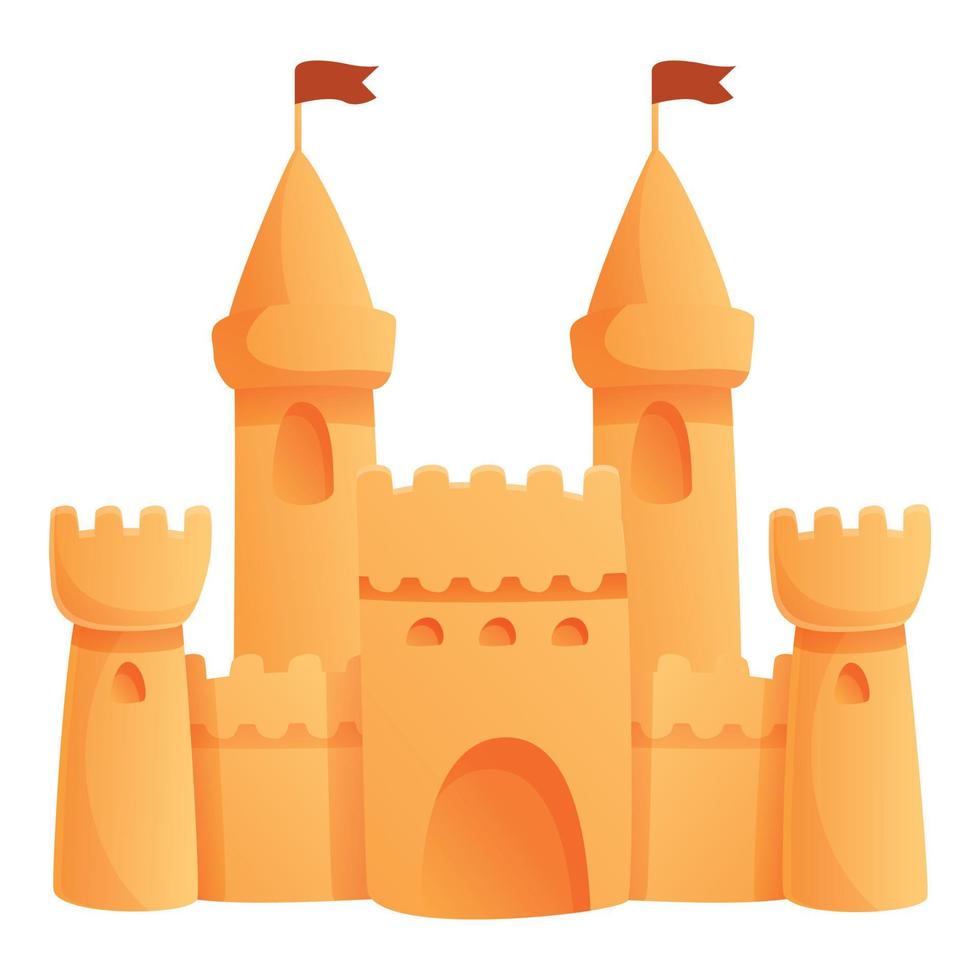 Figure sand castle icon, cartoon style vector
