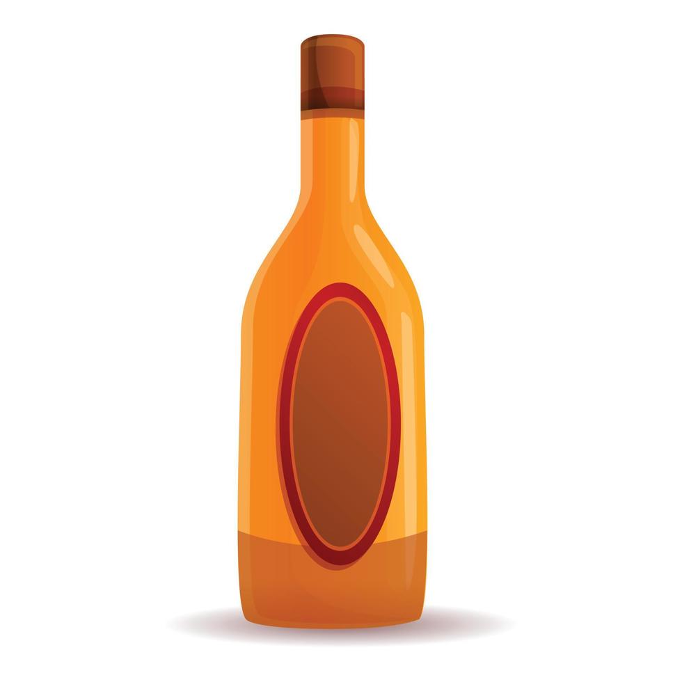 Apple vinegar bottle icon, cartoon style vector