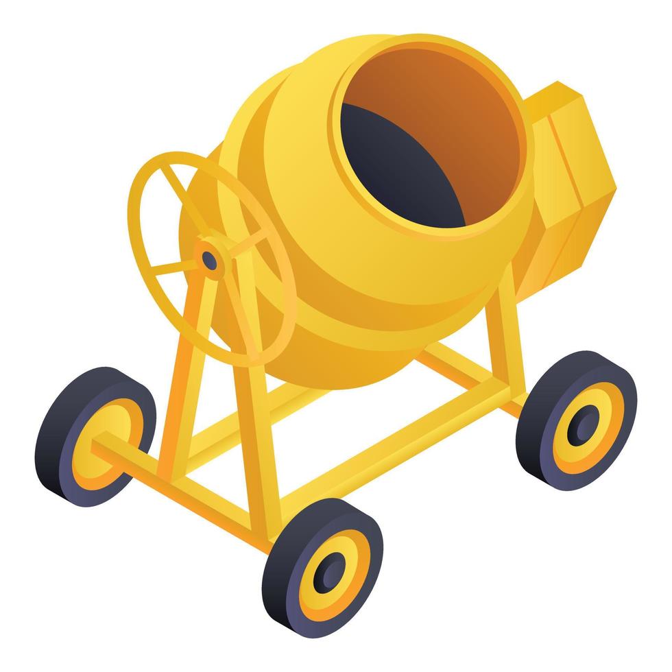 Concrete mixer icon, isometric style vector