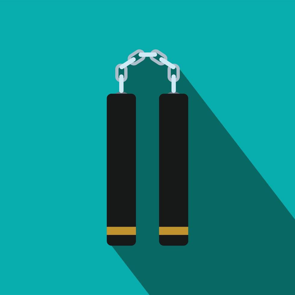 Nunchaku weapon flat icon vector