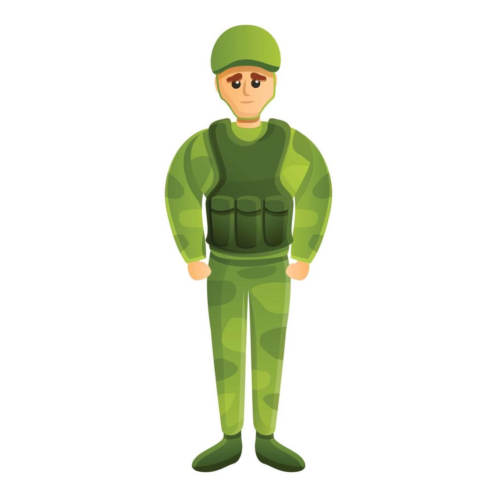 American soldier icon, cartoon style vector