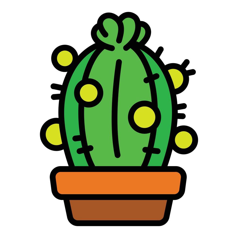 icono de maceta de cactus en casa, estilo de esquema vector