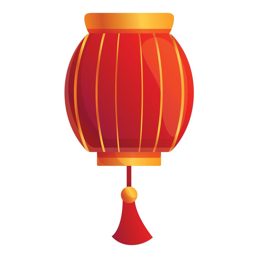 Hanging chinese lantern icon, cartoon style vector