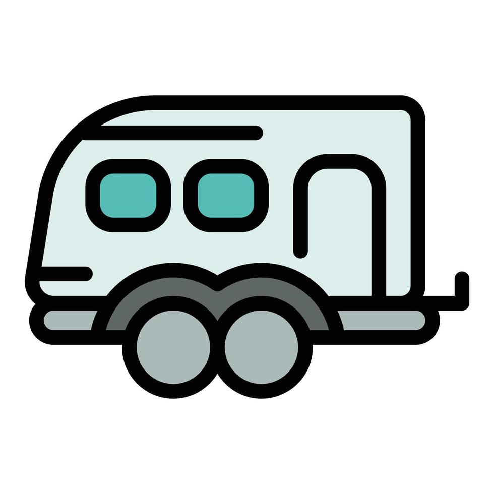 Camp trailer icon, outline style vector